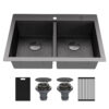 Double Bowl Kitchen Sink – With Soap Dispenser – Gun Grey