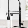 Matte Black Industrial Kitchen Faucet with High-Arc Spring Pull-Down Sprayer