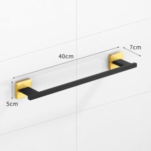 P. Square SS304 Single Towel Bar Black and Gold