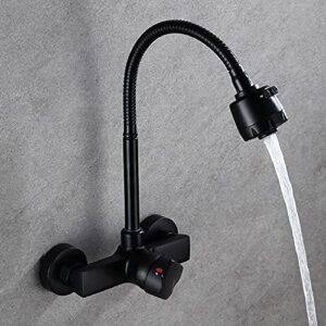 SS304 Kitchen Bib Mixer With Adj. Nob Black