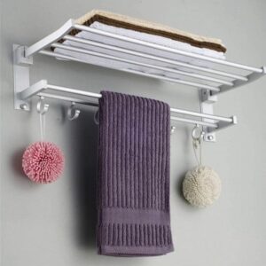 Premium Wall-Mounted Towel Rack with Hooks and Bar – Available in 50cm and 60cm