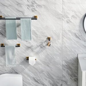 P. Square SS304 Double Towel Bar Black and Gold