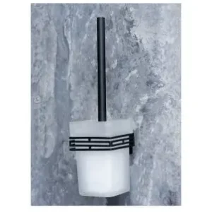 Square Black Toilet Brush and Holder