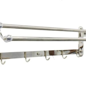 Premium Double Towel Bar with 5 Hooks