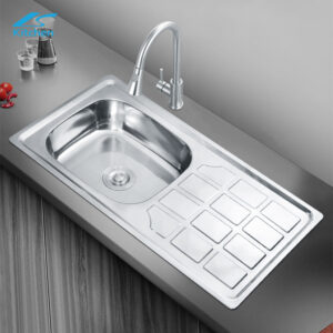 Single Bowl Stainless Steel Kitchen Sink with Drainboard