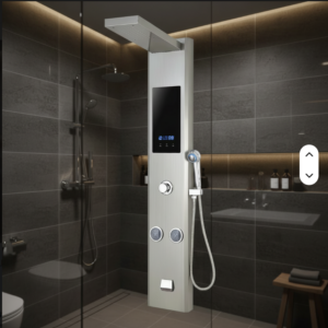 4 Way Shower Panel with Inbuilt Water Heater Satin