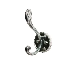 Single 2 Hooks With a White Silver Plate